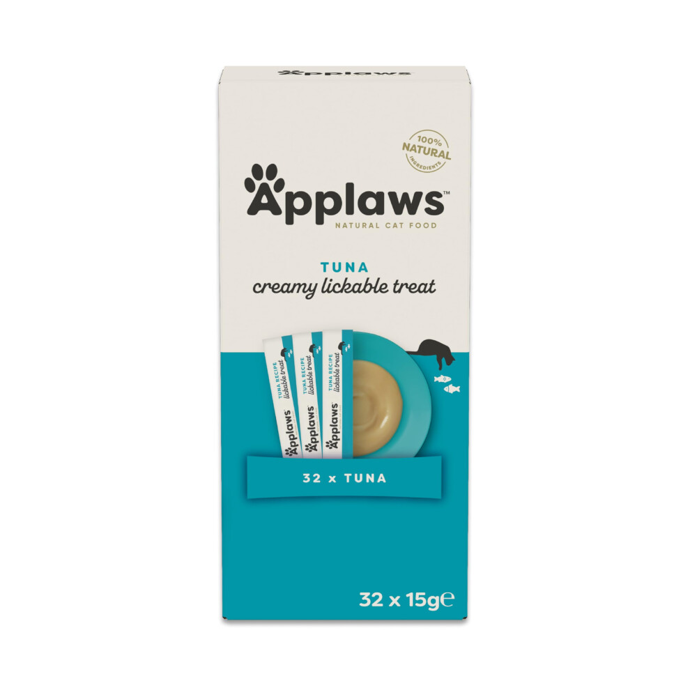 Applaws Tuna Creamy Lickable Cat Treats For Cats And Kittens 32X15g, Free Puree 15G Sachet Grain