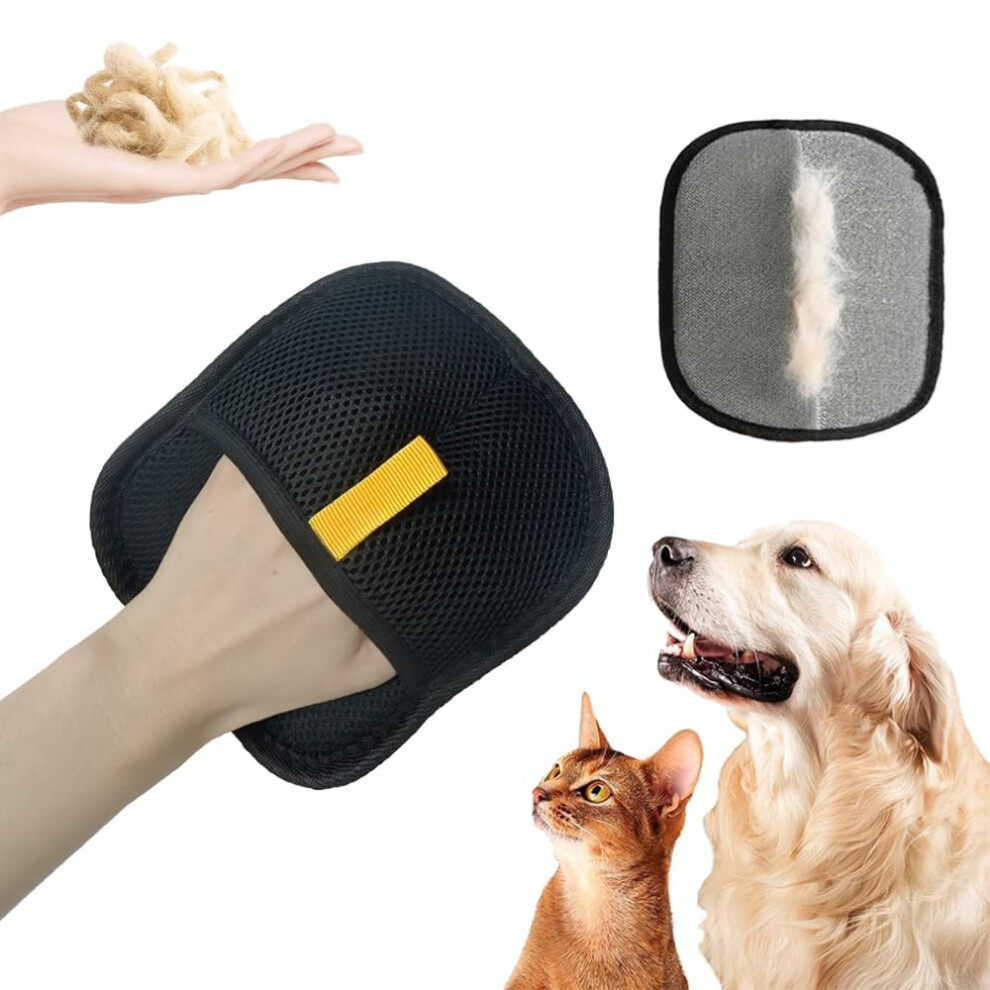 Powomao Pet Grooming Glove, [Upgraded] Double-Sided Deshedding Mitt - Efficient Pet Hair Remover, Reusable & Washable Hair Removal Tool For