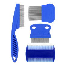 Zenfony 4-Piece Professional Lice & Flea Comb Kit, Flea Comb for Cat Dog, Stainless Steel Dog Cat Grooming Combs, Dual-Sided Pet Tear Stain Remover,