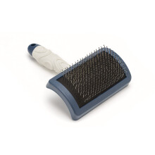 Mikki Dog, Puppy Grooming Curved Head Slicker Brush, Shedding tool, for Cockapoos, Labradoodles, Cavapoos and Golden Doodles, Blue, Grey,X-S