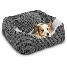 JOEJOY Rectangle Dog Bed Warm Hooded Puppy Bed for Large Medium Small Dogs, Luxury Super Soft Pet Cave Bed Medium Washable, Fits Up To 20/30/40/60lbs