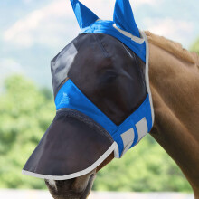Harrison Howard CareMaster Pro Luminous Horse Fly Mask Large Eye Space Long Nose with Ears UV Protection for Horse Signature Blue Large Full Size
