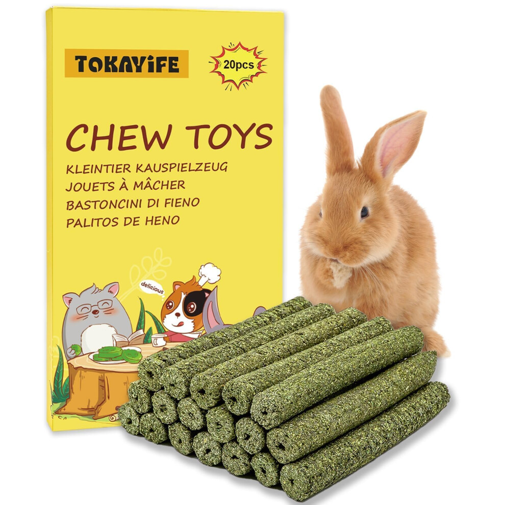 Tokayife Rabbit Chew Toys, 210G Rabbit Treats Natural Timothy Hay Sticks Boredom Breakers For Rabbits, Chinchillas, Guinea Pigs, Hamster, He
