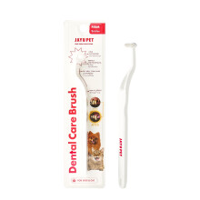 JAYU PET Dental Care Brush (Firm Bristles) 1ea - Resilient Dog Toothbrush, Cat Toothbrush for Tartar & Plaque Removal, Horizontal Head and S-Curved B