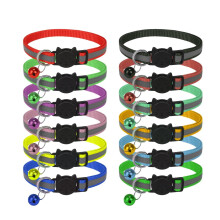 12pcs Reflective Cat Collar with Bell, Reflective Cat Collars Quick Release, Kitten Collars with Bell Adjustable to Fit All Cats (Mix Color)
