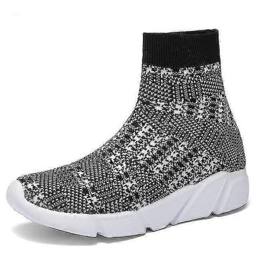 (6.5, Gray) High Top Men's Vulcanize Breathable Slip-on Sock Sneaker