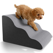 Pet Stairs for Small Dogs & Cats, 3-Step Curved High Density Foam Dog Steps with Waterproof Non-Slip Cover, Lightweight Pet Ramp for Bed Sofa, Suppor