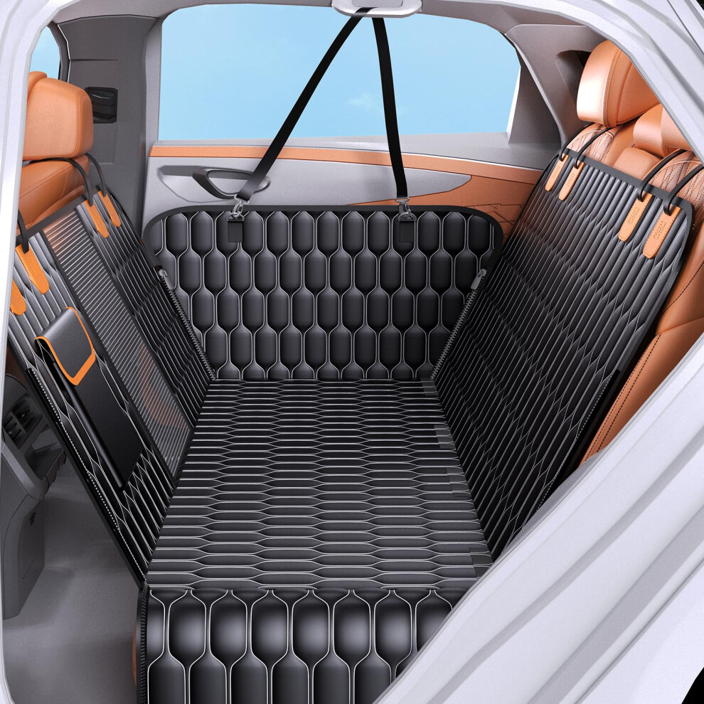 Olqi Dog Car Seat Cover For Back Seat - Waterproof Back Seat Cover For Dogs Non-Slip Dog Hammock For Car Back Seat Fits Most Cars/Suvs/Trucks (Hexago 1136755378671