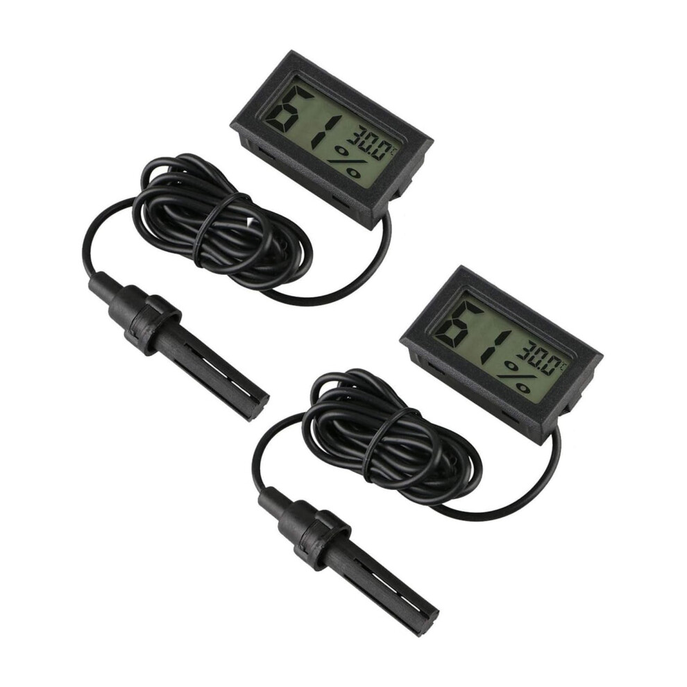 INRIGOROUS Digital Thermometer Hygrometer, Pack of 2 Hygrometer Thermometer Mini Probe Thermometers Temperature Humidity Gauge Meter for Reptile Incu