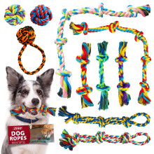 ZENO Dog Toys 10 Pack | Indestructible Dog Toys | Rope Chew Toys for Dogs | Strong Rope, Ball & Tug for Teething | Puppy Teething Toys | 100% Natural