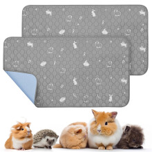 PICK FOR LIFE 2 Packs Guinea Pig Cage Liners - Washable Reusable Pee Pad, Waterproof Fast Absorbent Mat, Non-Slip Bedding for Small Animals - Chinchi