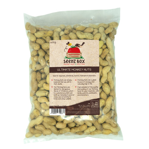 Monkey Nuts For Squirrels 600g - Wild Birds - Parrots - Parakeets - Hamsters - Monkey Nuts In Shells For Feeding Animals - Seedzbox
