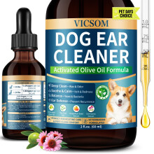 VICSOM Ear Drops for Dogs Ear Infection, Dog Ear Cleaner for Itch Relief Gentle Ear Wax Removal, Support Yeast Infection & Ear Mite, Odour Control an