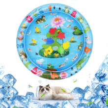 OSDUE Water Sensor Play Mat for Pets, Thickened Inflatable Water Bed with Interactive Fish Design, Cool Comfort Mat for Cats and Dogs-Frog