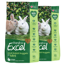 Burgess Excel Adult Rabbit Food with Mint, 6kg – Rabbit Nuggets for Adult Rabbits – High Fibre, Mint Pellets (Pack of 2)