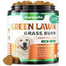 Carmelie Grass Burn Spot Treats for Dogs - 200 Dog Urine Neutraliser Chews for Lawn Yellow Spots Prevention, Supports Urinary & Digestive Health with