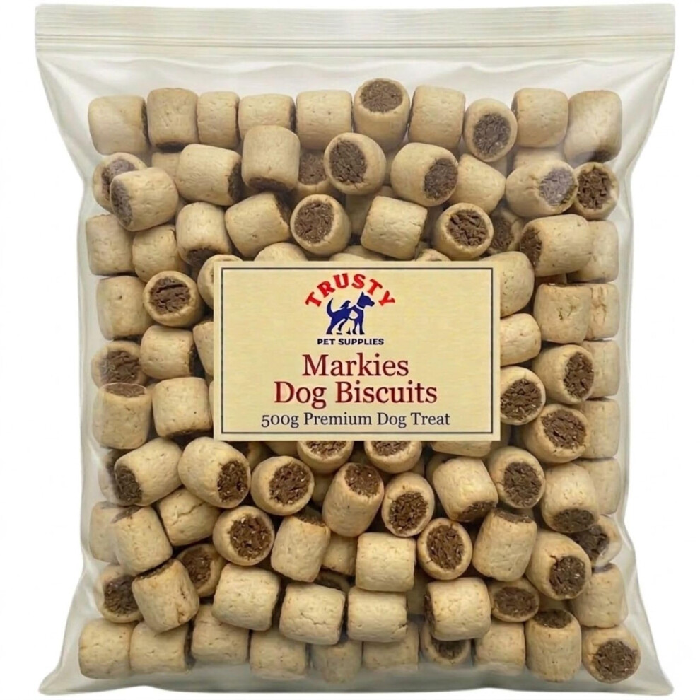 Trusty Markies Dog Biscuits 500G | Crunchy Dog Biscuit With Meaty Centre | Training Treats For Dogs | Dog Treats For Small Dogs, Medium & Seniors |