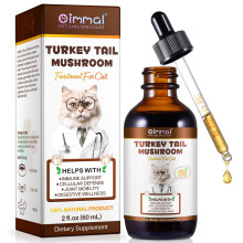 Turkey Tail Mushroom for Cats - Critical Immune Defense Cats, Turkey Tail Mushroom Liquid Extract for Immune & Digestive Drops for Pet, with 5X Mushr