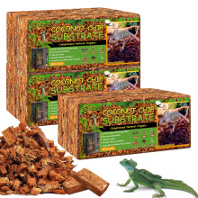 Riare Natural Coconut Chip Substrate for Reptiles- Compressed Coconut Husk Reptiles Bedding, Coco Husk Chip Terrarium Substrate for Snakes,
