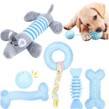 CAMITER 6 Pcs Puppy Toys - Interactive Teething Toys for Boredom,Soft Durable Interactive Toys for Puppies (blue)
