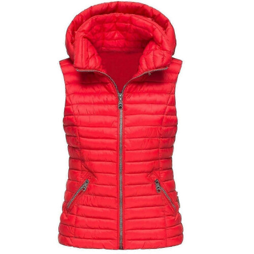 (XL, RED) Vest Jacket Cotton Women's Sleeveless Cotton Jacket