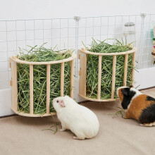 Xygobla 2PCS Guinea Pig Hay Feeder,Hanging Food Feeding Hay Rack Wooden Rabbit Hay Feeder Less Wasted Wall Mountable Grass Holder Guinea Pig Cages Ac