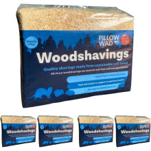 Pack 5 Pillow Wad Wood Shavings 7.5kg Kiln Dried | Dust Extracted Small Animal Bedding Premium Quality | Soft & Absorbent Pet Bedding for Rabbits, Gu
