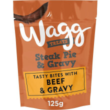 Wagg Steak Pie Tasty Bites Beef & Gravy Dog Treats 125g (Pack of 7) - Oven Baked