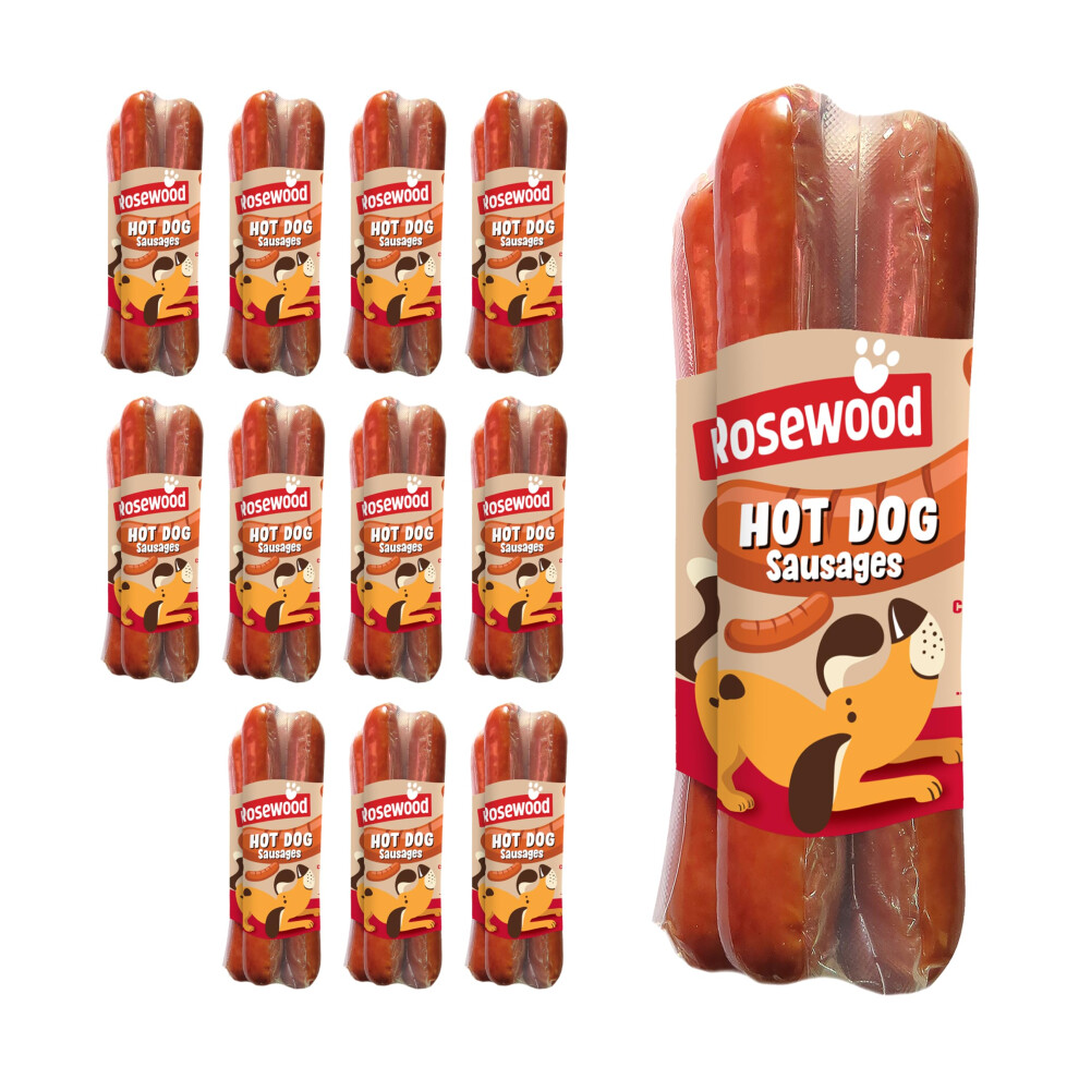 Photos - Dog Food Rosewood Hot Dog Sausages for Dogs  – Gluten Free Meaty Dog Treats with Real Chicken & Pork – Soft Traini (Case of 12 x 220g)