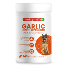 Vetzyme Garlic Health Supplement for Dogs (240 Tablets) - With B Complex Vitamin