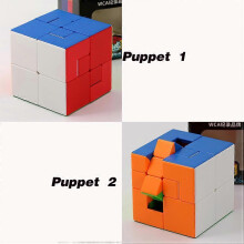 (Set of Puppet 1and2) MoYu MeiLong Magic Cubes 3x3x3 Puppet 1 and 2 Stickerless Cubing Classroom Puzzle 3x3 Professional Educational Cubo Mgicos