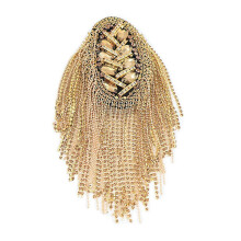 Tassel Epaulette Brooch with Rhinestone Chain for Business Clothing Accessory