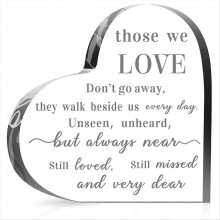 Acrylic Heart Memorial Table Decoration Sympathy Gift for Loss of Loved Relatives