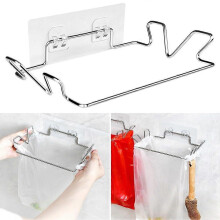 Porta sacchetti di plastica da appendere alla porta, mobiletto in acciaio inox con pattumiera per l'organizzazione del bagno.