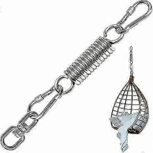 Molla di sospensione con gancio girevole a 360 e 2 moschettoni, in acciaio inox 304, portata 250 kg per amache.