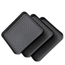 Plastic Serving Tray for Shoes, Gardening, Plants, Pets, Indoor Cleaning, 3-Pack, Black