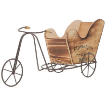 Supporto per fioriere vintage in ferro a forma di bicicletta, scultura decorativa rustica per la casa e il tavolo.