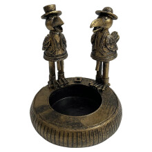 Yard Fountain Decorations Outdoor Water Feature with Fish and Bird Design, Resin Material for Garden Patio