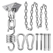 Set di accessori in acciaio inossidabile per appendere una sedia amaca, completo di catena, molla e gancio girevole.