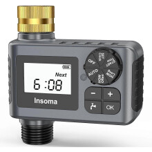 Timer do węża ogrodowego Insoma z opóźnieniem deszczu, 3 trybami nawadniania, wyświetlaczem LCD i blokadą dziecięcą do nawadniania ogrodu