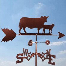 Weathervane with Cattle Design, Metal Roof Mount for Outdoor Garden Wind Direction Indicator