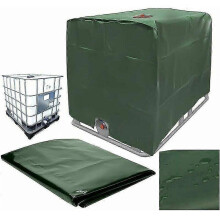 Copertura per serbatoio IBC da 1000 litri, verde, impermeabile, anti-UV, protettiva per contenitori di stoccaggio esterni