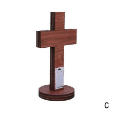 Presepe in legno, decorazione natalizia con luce notturna a LED, Bibbia in 3D incisa a mano su supporto espositivo.