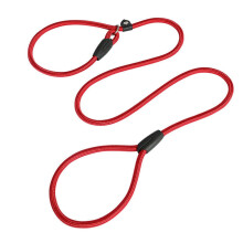 Guinzaglio per cani in nylon con lunghezza regolabile e catena anti-scoppio, ideale per passeggiate e addestramento di cani di taglia media e grande.