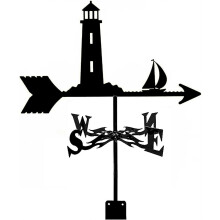 Stainless Steel Weather Vane Lighthouse Outdoor Wind Direction Indicator 35x50 cm Rust Resistant