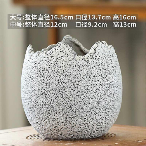 Ceramic Succulent Planter Egg Shape Design Earthenware Pot for Indoor Plants Home Office Decor