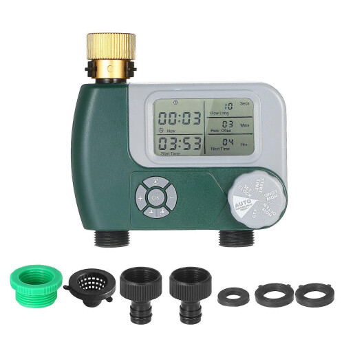 Digital Hose Faucet Timer with Dual Outlet Control, Programmable Automatic Watering for Garden