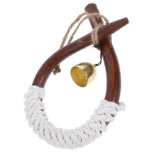 Campanello a vento in legno per l'ingresso di casa, 4 campanelli in rattan intrecciati a mano con dettagli in rame