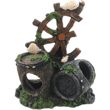 Decorative Aquarium Cave Resin Barrel Ornament with Worn Colours for Fish Tank Landscaping