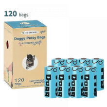 Dog Poop Bags 8 Rolls with Dispenser and Clip, Leak Resistant Odourless, 23x33cm Thick
